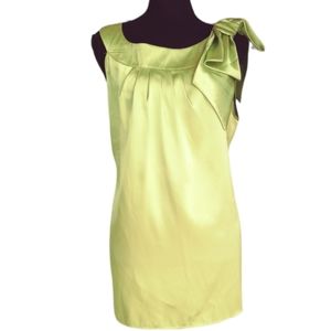 Cato Vibrant Lime Green Satin Style Sleeveless Blouse With Shoulder Bow